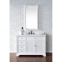 James Martin Furniture 238-104-V48-BW-3CLW - Savannah 48'' Single Vanity Cabinet, Bright White, w/ 3 CM Classic White Quartz Top