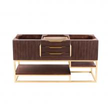 James Martin Furniture 388-V59D-CFO-RG-DGG - Columbia 59'' Double Vanity, Coffee Oak, Radiant Gold w/ Dusk Grey Glossy Composite Top
