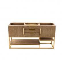 James Martin Furniture 388-V59D-LTO-RG-DGG - Columbia 59'' Double Vanity, Latte Oak, Radiant Gold w/ Dusk Grey Glossy Composite Top