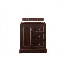 James Martin Furniture 825-V30-BNM-3IBK - De Soto 30'' Single Vanity, Burnished Mahogany, w/ 3 CM Iconic Black Quartz Top