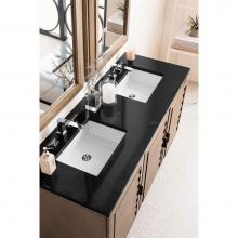 James Martin Furniture 620-V60D-WW-3IBK - Portland 60'' Double Vanity Whitewashed Walnut, w/ 3 CM Iconic Black Quartz Top