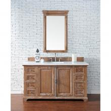 James Martin Furniture 238-105-5311-3CLW - Providence 60'' Single Vanity Cabinet, Driftwood, w/ 3 CM Classic White Quartz Top