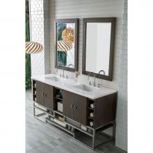 James Martin Furniture 864-V72-SOK-3CLW - Sonoran 72'' Double Vanity, Silver Oak w/ 3 CM Classic White Quartz Top