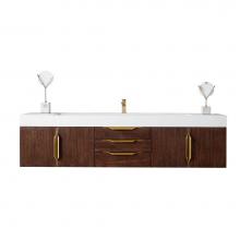 James Martin Furniture 389-V72S-CFO-G-GW - Mercer Island 72'' Single Vanity, Coffee Oak, Radiant Gold w/ Glossy White Composite Top