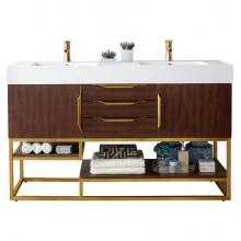 James Martin Furniture 388-V59D-CFO-RG-GW - Columbia 59'' Double Vanity, Coffee Oak, Radiant Gold w/ Glossy White Composite Top