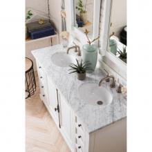 James Martin Furniture 238-105-V60D-CWH-3OCAR - Providence 60'' Double Vanity Cabinet, Cottage White, w/ 3 CM Carrara White Top