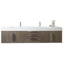 James Martin Furniture 389-V72D-AGR-A-MW - Mercer Island 72'' Double Vanity, Ash Gray w/ Matte White Solid Surface Top