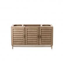 James Martin Furniture 620-V60S-WW-3ODSC - Portland 60'' Single Vanity Whitewashed Walnut, w/ 3 CM Santa Cecilia Top