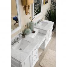James Martin Furniture 825-V82-BW-DU-CAR - De Soto 82'' Double Vanity Set, Bright White w/ Makeup Table, 3 CM Carrara Marble Top