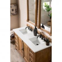 James Martin Furniture 238-105-5611-3CLW - Providence 60'' Double Vanity Cabinet, Driftwood, w/ 3 CM Classic White Quartz Top
