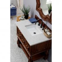 James Martin Furniture 160-V36-ACG-3EJP - Castilian 36'' Single Vanity Cabinet, Aged Cognac, w/ 3 CM Eternal Jasmine Pearl Quartz