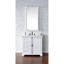 James Martin Furniture 238-105-V36-BW-3CLW - Providence 36'' Single Vanity Cabinet, Bright White, w/ 3 CM Classic White Quartz Top