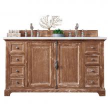 James Martin Furniture 238-105-5611-3CAR - Providence 60'' Driftwood Double Vanity w/ 3 CM Carrara Marble Top