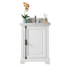 James Martin Furniture 238-105-V26-BW-3CAR - Providence 26'' Bright White Single Vanity w/ 3 CM Carrara Marble Top