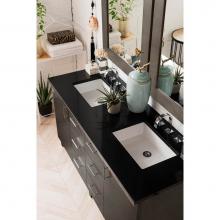 James Martin Furniture 850-V60D-SOK-3IBK - Metropolitan 60'' Double Vanity, Silver Oak, w/ 3 CM Iconic Black Quartz Top