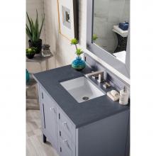 James Martin Furniture 527-V36-SL-3CSP - Palisades 36'' Single Vanity, Silver Gray, w/ 3 CM Charcoal Soapstone Quartz Top
