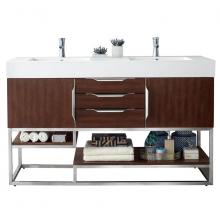 James Martin Furniture 388-V59D-CFO-BN-GW - Columbia 59'' Double Vanity, Coffee Oak w/ Glossy White Composite Top