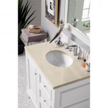 James Martin Furniture 825-V36-BW-3OGLB - De Soto 36'' Single Vanity, Bright White, w/ 3 CM Galala Beige Top