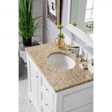James Martin Furniture 825-V36-BW-3ODSC - De Soto 36'' Single Vanity, Bright White, w/ 3 CM Santa Cecilia Top