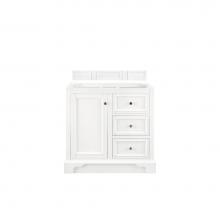 James Martin Furniture 825-V36-BW-3GEX - De Soto 36'' Single Vanity, Bright White, w/ 3 CM Grey Expo Quartz Top