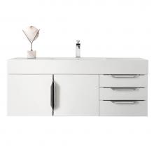 James Martin Furniture 389-V48-GW-A-GW - Mercer Island 48'' Single Vanity, Glossy White, w/ Glossy White Composite Top