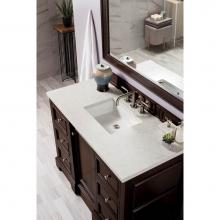 James Martin Furniture 825-V48-BNM-3EJP - De Soto 48'' Single Vanity, Burnished Mahogany, w/ 3 CM Eternal Jasmine Pearl Quartz Top