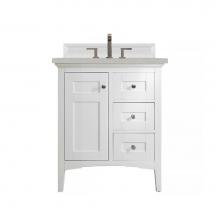 James Martin Furniture 527-V30-BW-3ESR - Palisades 30'' Single Vanity, Bright White, w/ 3 CM Eternal Serena Quartz Top