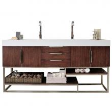 James Martin Furniture 388-V72D-CFO-BN-MW - Columbia 72'' Double Vanity, Coffee Oak w/ Matte White Solid Surface Top