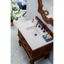 James Martin Furniture 160-V36-ACG-3CLW - Castilian 36'' Single Vanity Cabinet, Aged Cognac, w/ 3 CM Classic White Quartz Top