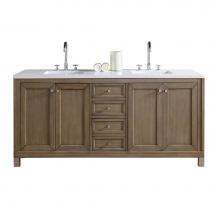 James Martin Furniture 305-V72-WWW-3CLW - Chicago 72'' Double Vanity Whitewashed Walnut, w/ 3 CM Classic White Quartz Top