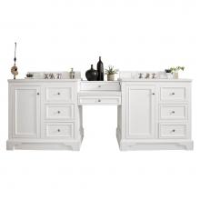 James Martin Furniture 825-V94-BW-DU-CLW - De Soto 94'' Double Vanity Set, Bright White w/ Makeup Table, 3 CM Classic White Quartz
