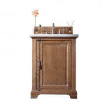 James Martin Furniture 238-105-V26-DRF-3CAR - Providence 26'' Driftwood Single Vanity w/ 3 CM Carrara Marble Top