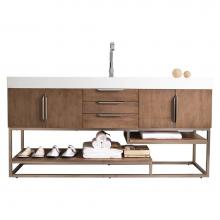 James Martin Furniture 388-V72S-LTO-BN-GW - Columbia 72'' Single Vanity, Latte Oak w/ Glossy White Composite Top