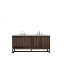 James Martin Furniture E645-V72-MCA-3EJP - Athens 72'' Double Vanity Cabinet, Mid Century Acacia, w/ 3 CM Eternal Jasmine Pearl Qua