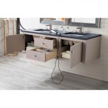 James Martin Furniture 312-V60D-MTM-3CSP - Silverlake 60'' Double Vanity, Mountain Mist w/ 3 CM Charcoal Soapstone Quartz Top
