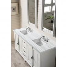 James Martin Furniture 238-105-V72-BW-3AF - Providence 72'' Bright White Double Vanity w/ 3 CM Arctic Fall Solid Surface Top