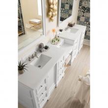 James Martin Furniture 825-V118-BW-DU-CLW - De Soto 118'' Double Vanity Set, Bright White w/ Makeup Table, 3 CM Classic White Quartz