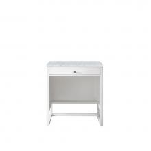 James Martin Furniture E645-DU30-GW-3CAR - Athens 30''  Countertop  Unit (makeup counter), Glossy White w/ 3 CM Carrara Marble Top
