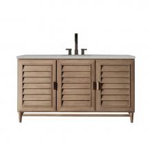 James Martin Furniture 620-V60S-WW-3ESR - Portland 60'' Single Vanity Whitewashed Walnut, w/ 3 CM Eternal Serena Quartz Top
