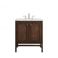 James Martin Furniture E445-V30-MCA-3EJP - Addison 30'' Single Vanity Cabinet (w/Doors), Mid Century Acacia, w/ 3 CM Eternal Jasmin