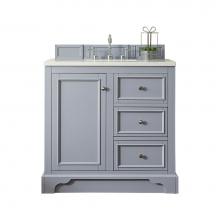 James Martin Furniture 825-V36-SL-3CLW - De Soto 36'' Single Vanity, Silver Gray, w/ 3 CM Classic White Quartz Top