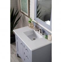 James Martin Furniture 527-V36-SL-3CLW - Palisades 36'' Single Vanity, Silver Gray, w/ 3 CM Classic White Quartz Top