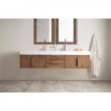 James Martin Furniture 389-V72D-LTO-A-MW - Mercer Island 72'' Double Vanity, Latte Oak w/ Matte White Solid Surface Top