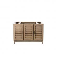 James Martin Furniture 620-V48-WW-3ODSC - Portland 48'' Single Vanity Whitewashed Walnut, w/ 3 CM Santa Cecilia Top