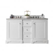 James Martin Furniture 825-V60D-BW-3CAR - De Soto 60'' Double Vanity, Bright White w/ 3 CM Carrara Marble Top