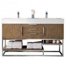 James Martin Furniture 388-V59D-LTO-BN-GW - Columbia 59'' Double Vanity, Latte Oak w/ Glossy White Composite Top