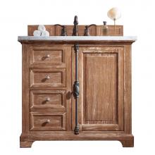 James Martin Furniture 238-105-5511-3CAR - Providence 36'' Driftwood Single Vanity w/ 3 CM Carrara Marble Top