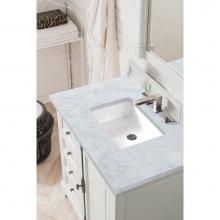 James Martin Furniture 238-105-V36-BW-3CAR - Providence 36'' Bright White Single Vanity w/ 3 CM Carrara Marble Top
