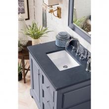 James Martin Furniture 825-V36-SL-3CSP - De Soto 36'' Single Vanity, Silver Gray, w/ 3 CM Charcoal Soapstone Quartz Top