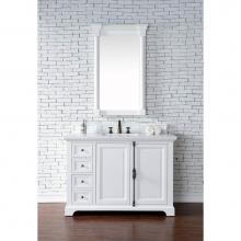 James Martin Furniture 238-105-V48-BW-3CLW - Providence 48'' Single Vanity Cabinet, Bright White, w/ 3 CM Classic White Quartz Top